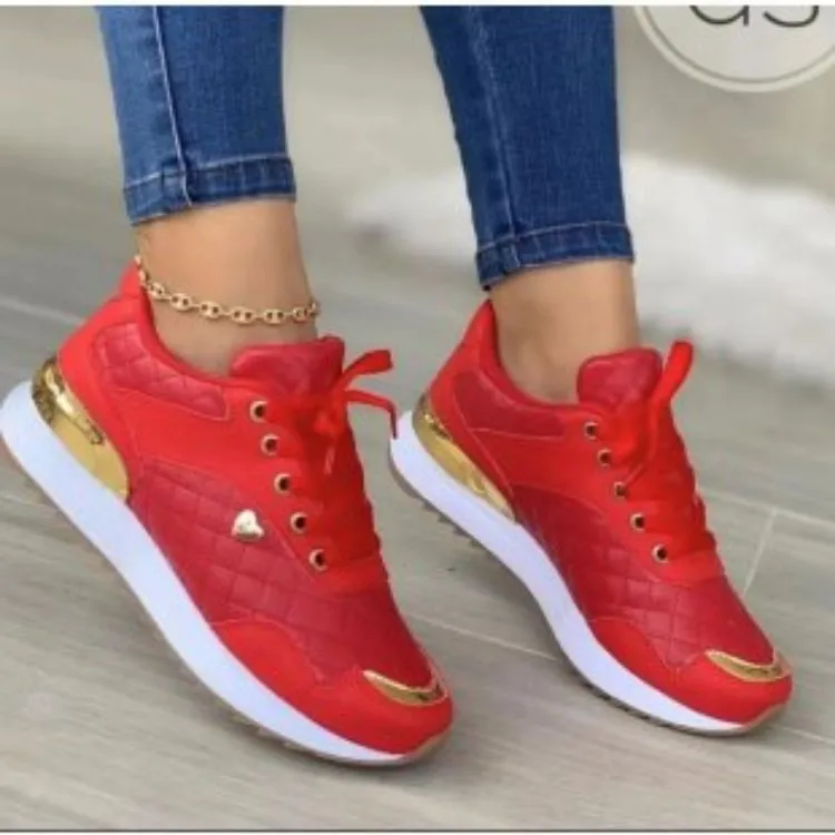 New Spring Autumn Women Shoes Round Toe Platform Low Heel Colorblocking Females Sneakers Fashion Elegant Outer Leisure Shoes