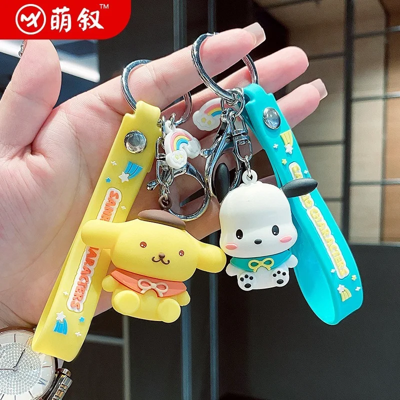 

Kawaii Sanrioed Anime Cartoon series Mymelody Kuromi Cinnamoroll Couple Bag Keychain Pendant Lovely Cartoon Key Buckle Gift