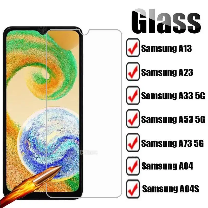 

2-1PC Tempered Glass Cover for Samsung Galaxy A04s Screen Protector Phone Film For Samsung F04 A13 A23 4G A33 A53 A73 5G Vidrio