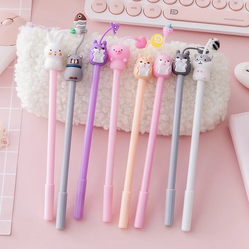 

1pc High Quality 0.38mm Gel Pen Black Ink Pen Kawaii Cartoon Animal Gel Pen Small Fresh Office Stationery Signature Writing Pen