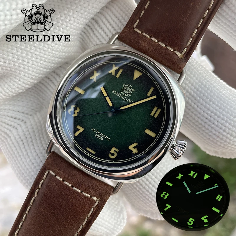 

Мужские часы для дайвинга STEELDIVE SD1936 с кожаным ремешком и сапфировым стеклом 200 м NH35 механические часы с автоподзаводом для мужчин Reloj