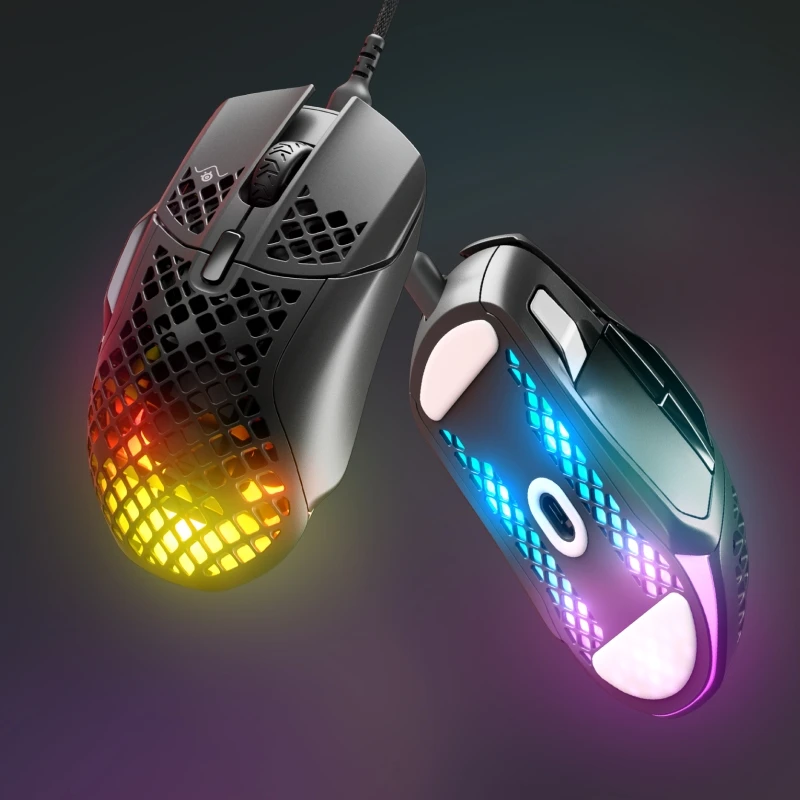 Фото Оригинальная проводная игровая мышь SteelSeries Aerox 5 с оптическим сенсором TrueMove Air 18000 CPI, ультралегкая, водостойкая конструкция №5