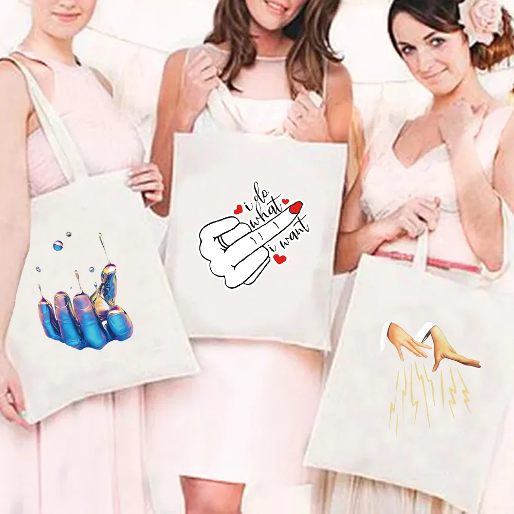 

Casual Shopping Bags Tote Bag Women's Handbags Foldable Canvas Shoulder Bags Fashion Hand Print Grocery Bags Shopper Storage Bag