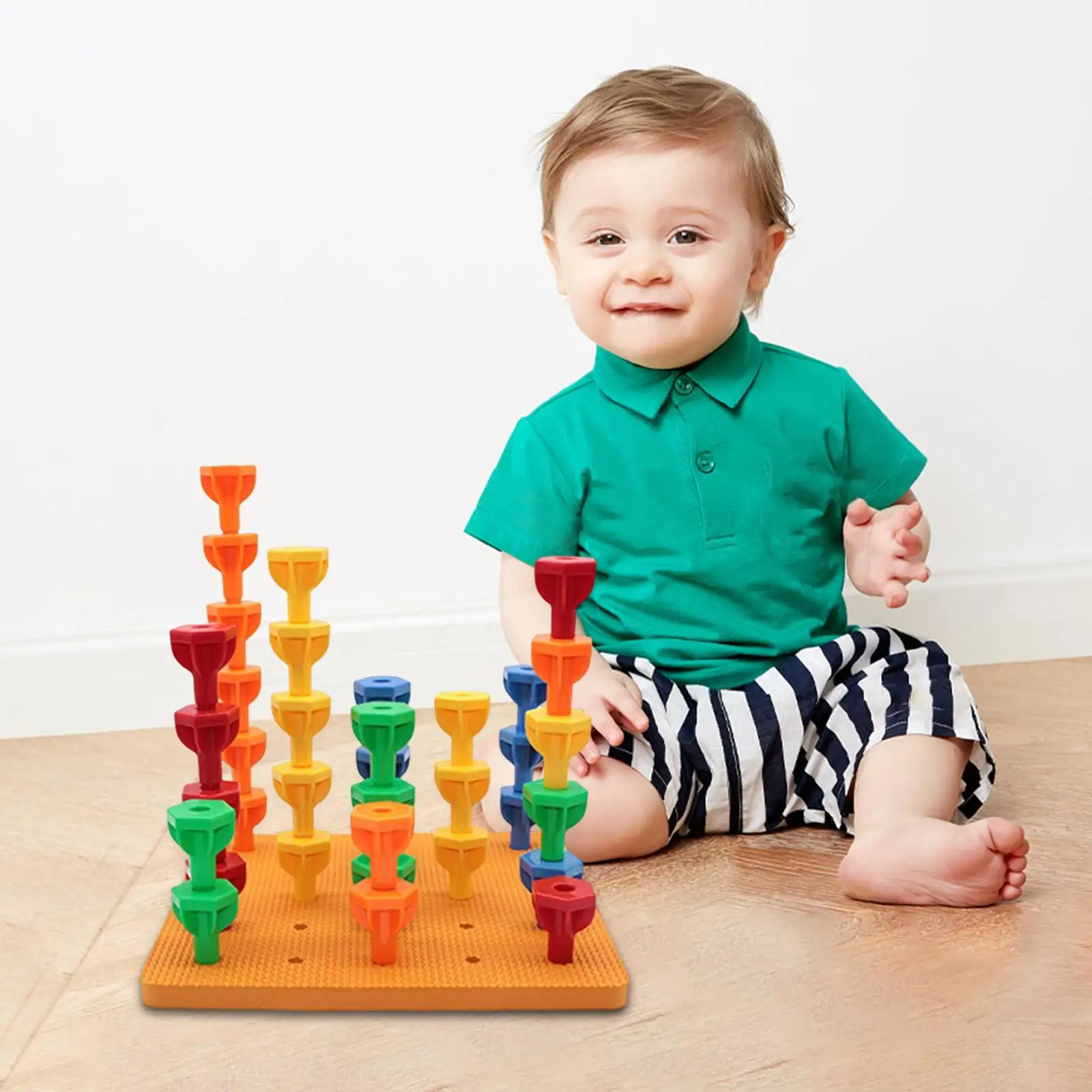 

Mushroom Peg Toys Large Particle Nails Early Learning Color Sorting Gifts Set Colorful Educational Toys for Girls Boys Children