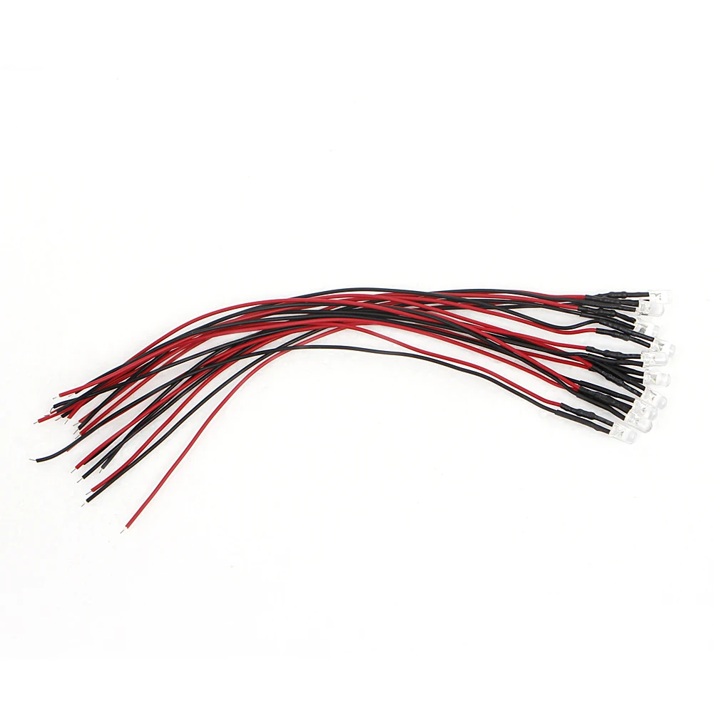

10Pcs DC12V 5mm LED Bulb Pre wired Light Emitting Diodes Small 18cm Length Wire