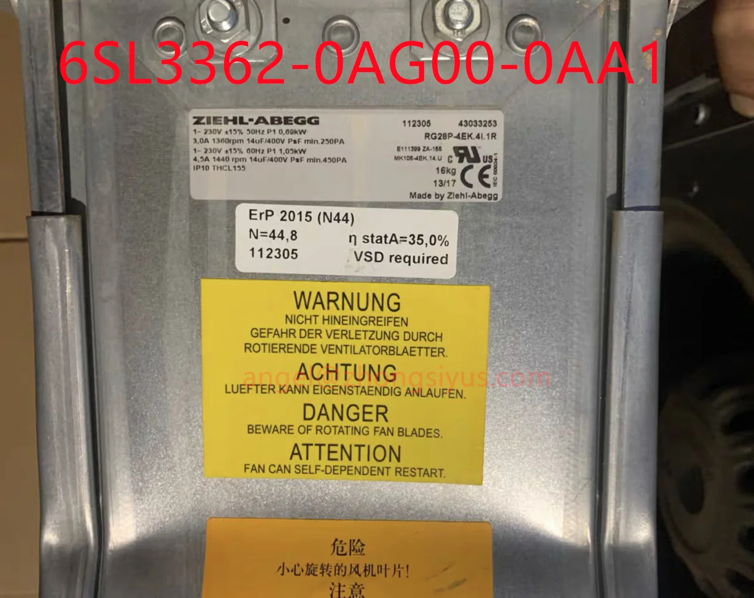 Фото 6SL3362-0AG00-0AA1 SINAMICS/MICROMASTER PX Сменный вентилятор Охлаждающий вентилятор RE28P-4EK.4I.1R №3