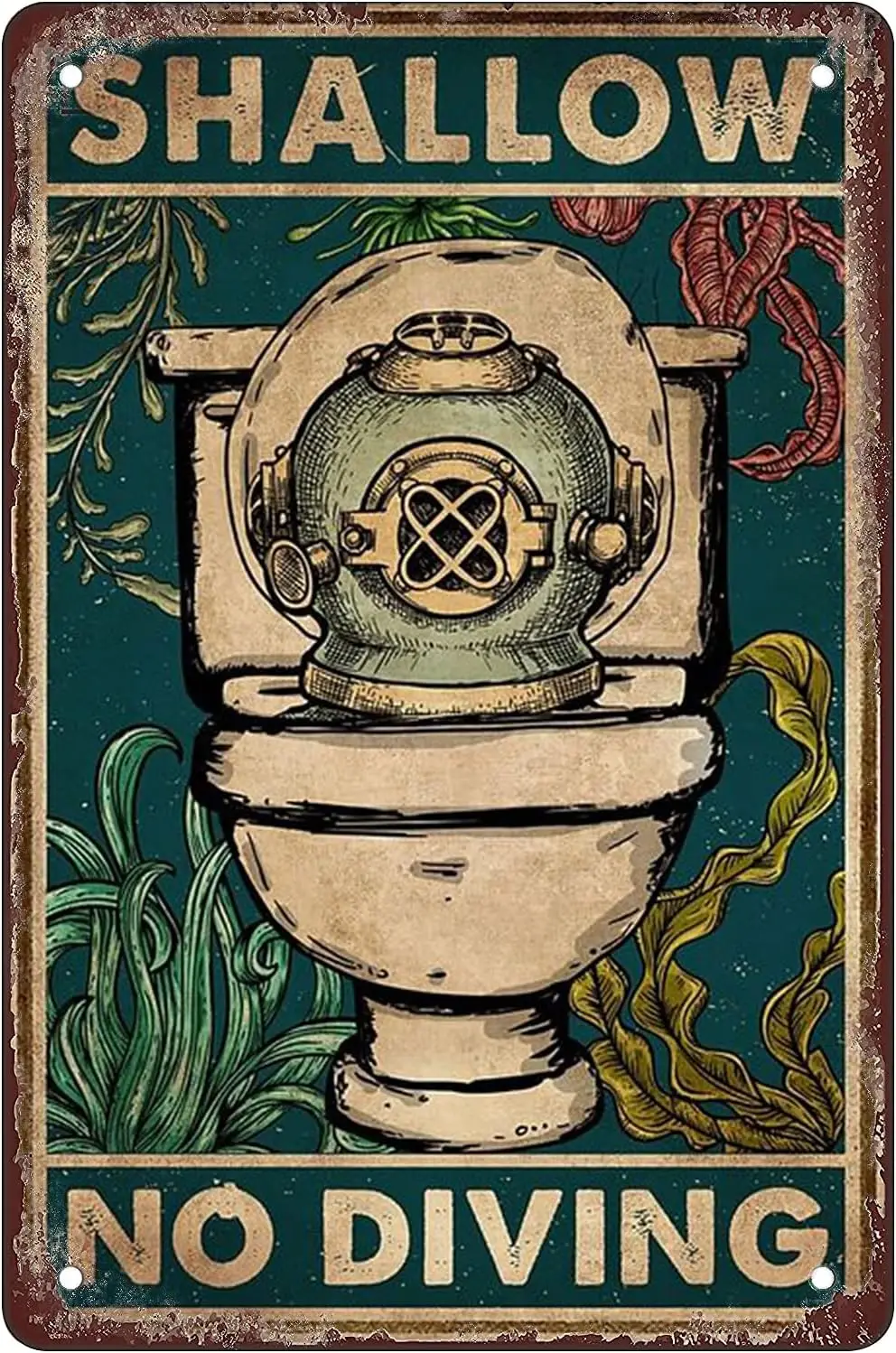 Scub Shllow No Dvng Забавный Metl Sgn Домашний декор Wll Decoon for Grge Br Resturnt Ktchen Cfe Pub 12X8 nch