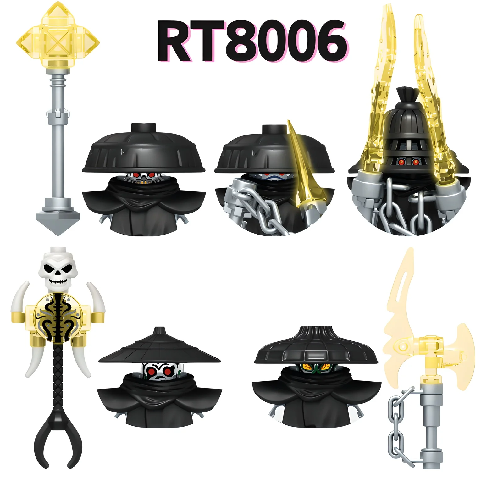 Фото RT8006 RT8010 Новый запрет пятипержэнь Noct Trox Kul 18, сезонная печать, собранная кирпичная минифигурка, игрушка №3