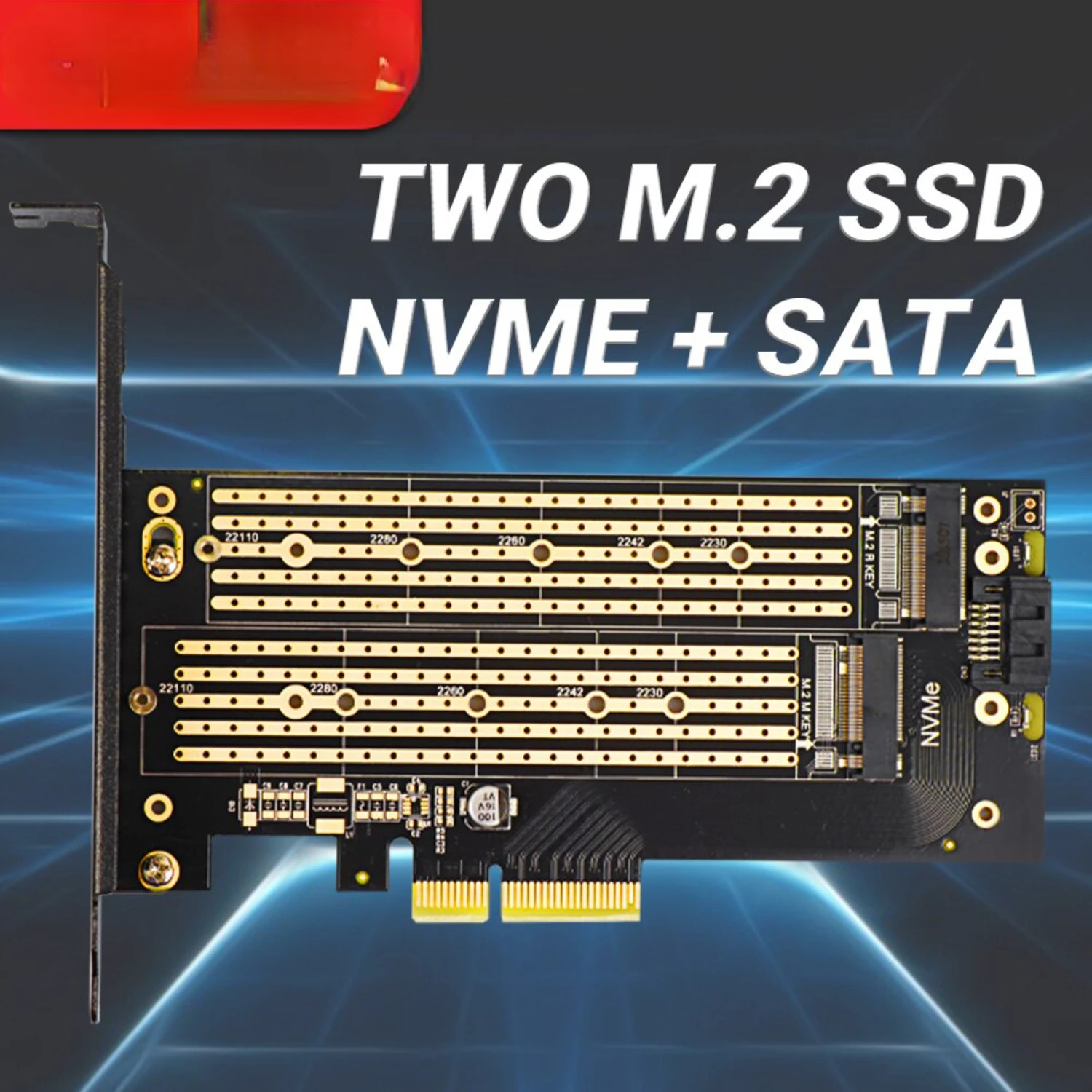 Высокоскоростной двойной адаптер M.2 PCIE 4.0 для твердотельных накопителей NVMe и NGFF