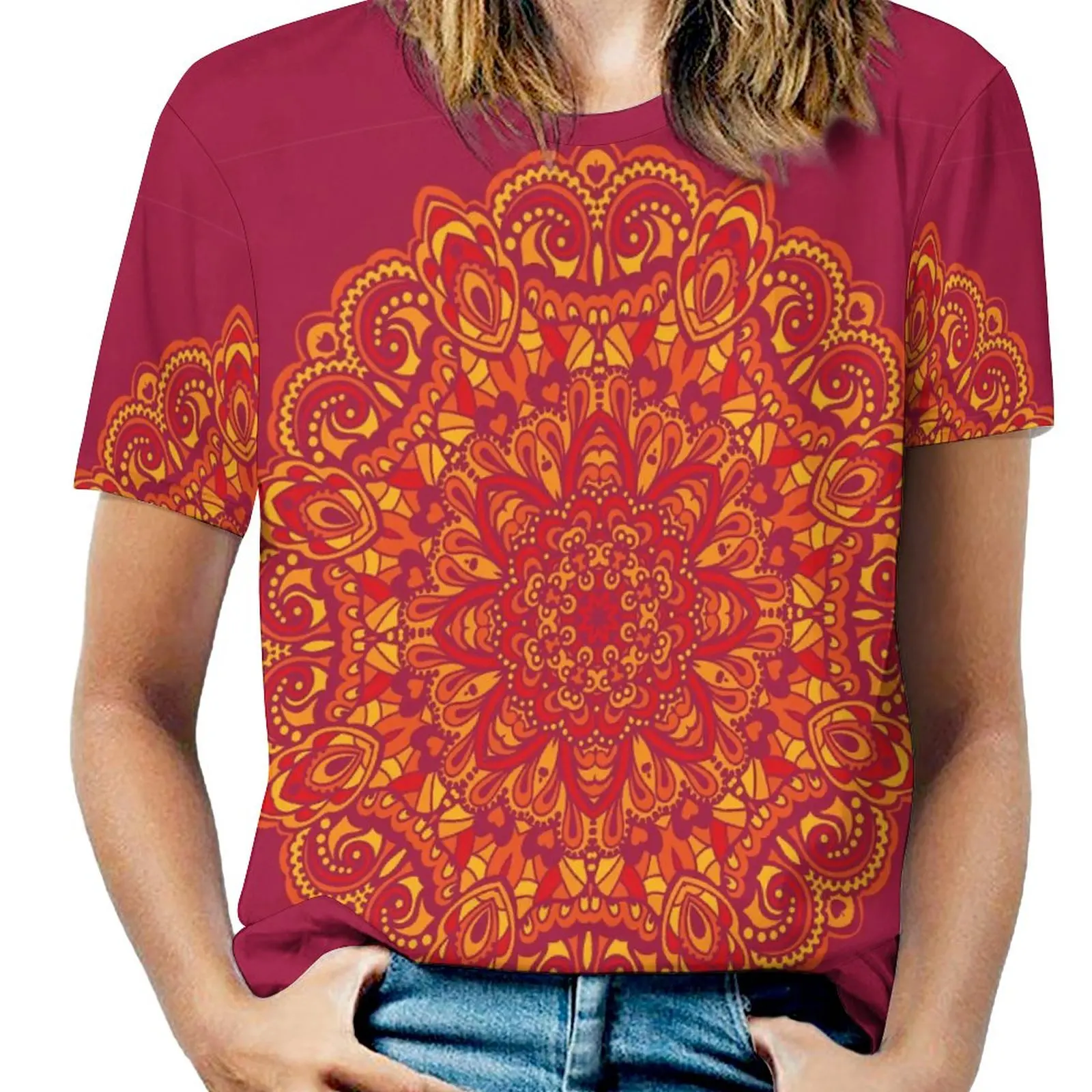 

Psychedelic Vibrant Colored Mandala Historical Art Elements Movement T-shirt Fresh Novelty Graphic Vintage Leisure Tshirt Eur Si