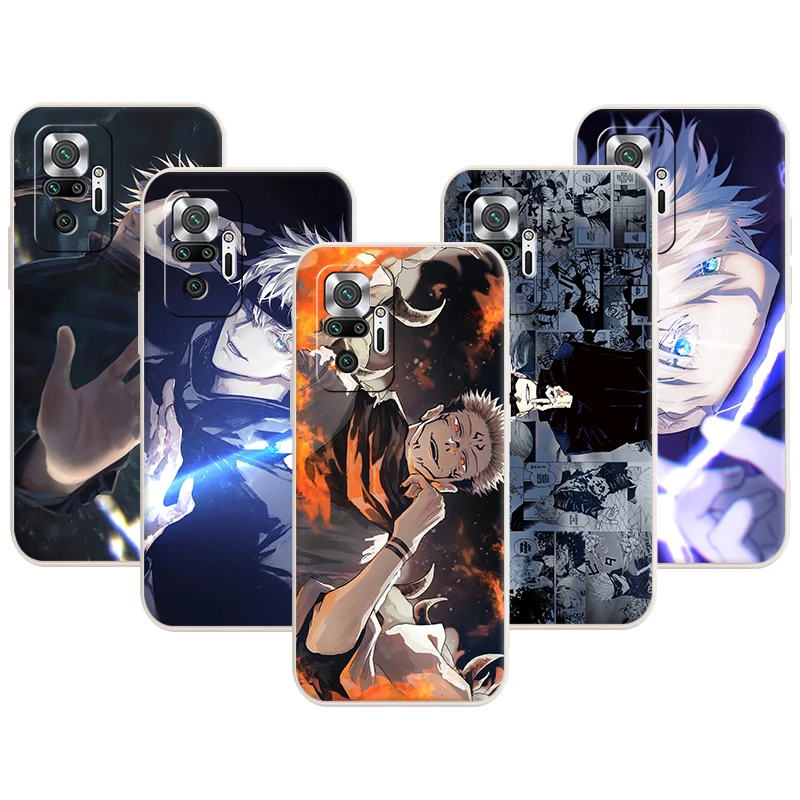 

Anime Jujutsu Kaisen Phone Case for Redmi Note 11 Pro 10 10S 9 8 8T K50 K40 9A 9C 9T 7 7A Liquid Silicone Back Cover Shell Caso