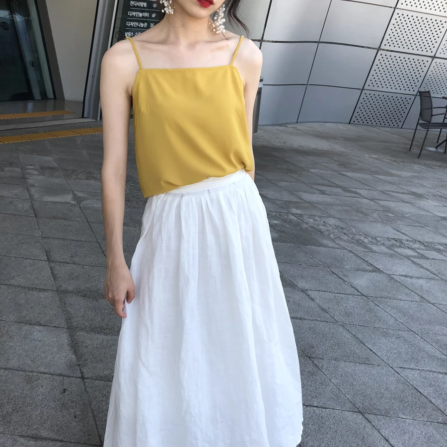 Yesroom Homemade Minimalist Easiest for Match Loose Chiffon off-Neck off-Shoulder Bottoming Shirt Camisole Women |