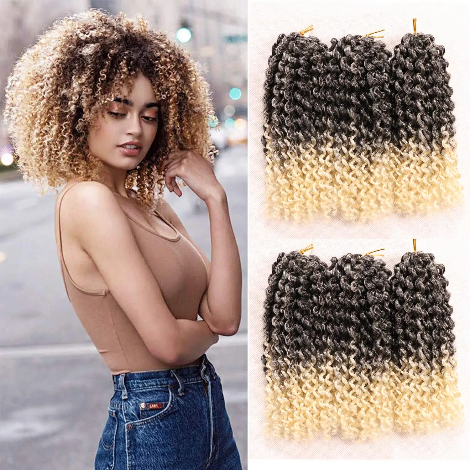 

8 Inch Short Marlybob Crochet Hair 3 Bundles Passion Twist Afro Kinky Curly Braids Hair Synthetic Braiding Hair Extension NS05