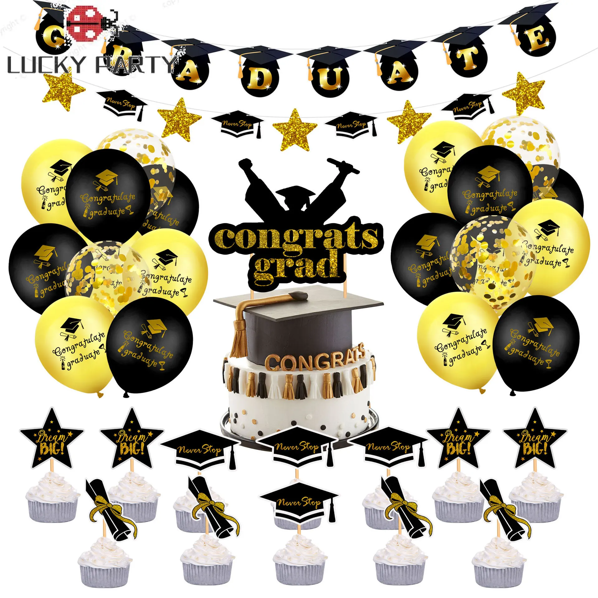 

2022 Graduation Season Theme Pull Flag Balloon Graduation Party Decoration Disposable Tableware Graduation Ceremony Decor