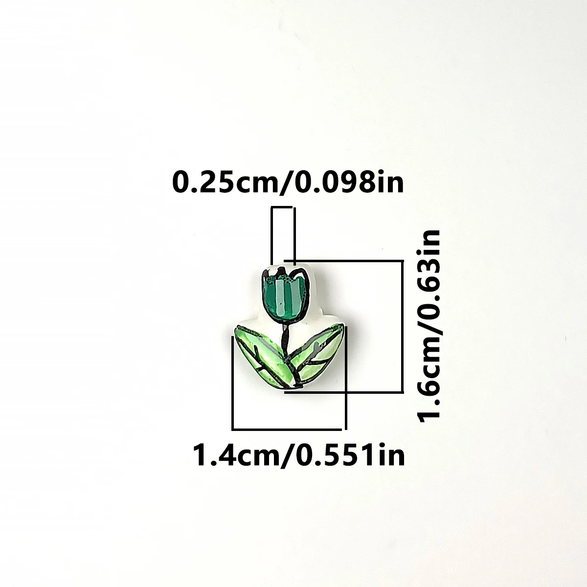 14x16 мм ручная работа зеленый роспись цветок тюльпана форма керамические бусины DIY