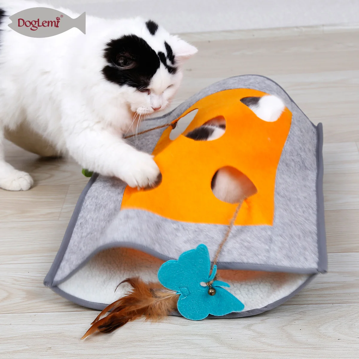 Interactive Cat Toy Pad Funny Feather Collapsible Tunnel Bored Pet Peek Hole for Kitten Playing Mat Teaser Toys Supplies |