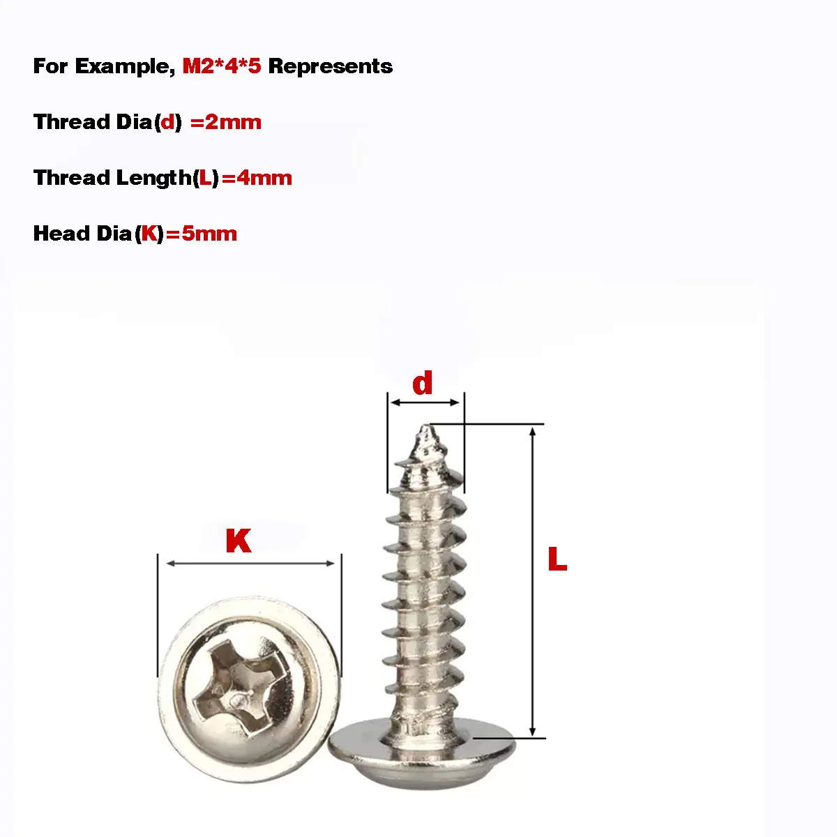 

Углеродистая сталь, никелированная цилиндрическая головка с прокладкой, кресторезный винт M2M2.3M3M4