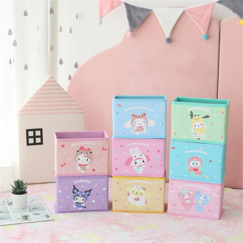 

Sanrios My Melody Cinnamoroll Kuromi Cartoon Kawaii Cute Japanese Style Foldable Storage Box Desk Clutter Student Dormitory