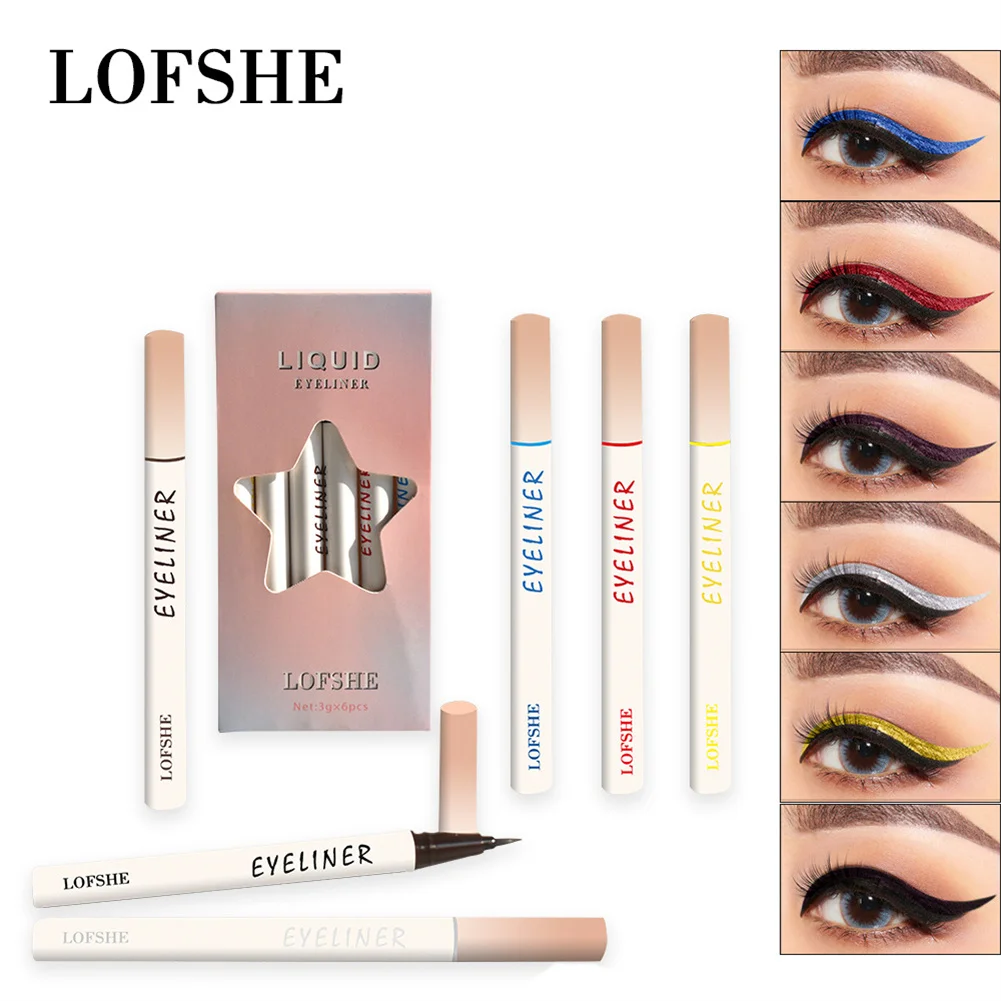 

6 Pcs/Set Mixed Colors Make Up Eyeliner Pencil Waterproof White Black Red Blue Eye Liner Beauty Pen Cosmetics Eyes Makeup Tools