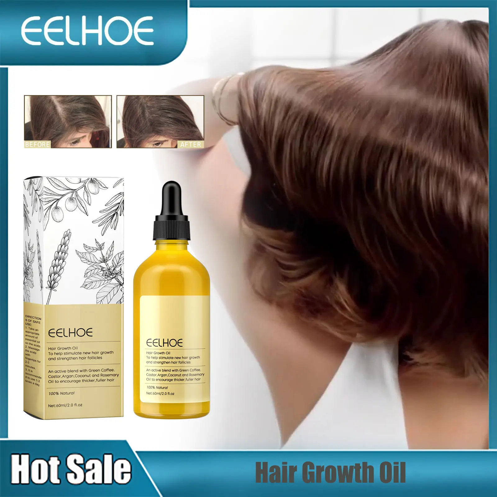 Эфирное масло розмарина EELHOE для восстановления поврежденных волос лечение