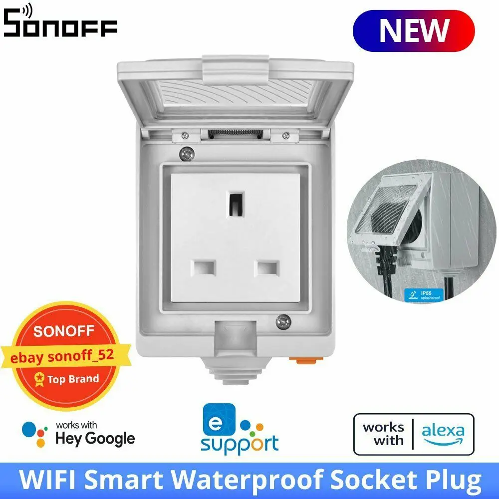 

SONOFF S55 UK WIFI Smart Power Socket Outdoor Plug IP55 Waterproof App Control