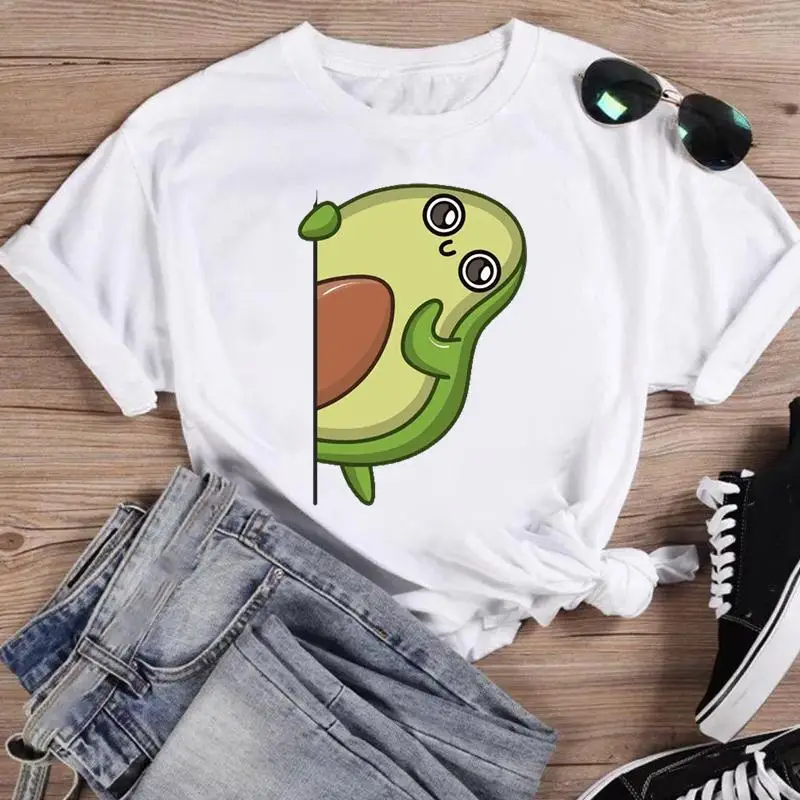 

Women avocado fruit trend 2022 cute Print Fashion Cartoon Short Sleeve Graphic T Top Summer Shirt Tshirts Female Tee T-Shirt