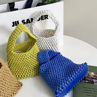 women handbags knitting mesh beach bags for women 2022 hollow yarn crochet bucket bag designer woven bags bohemian handmade tote