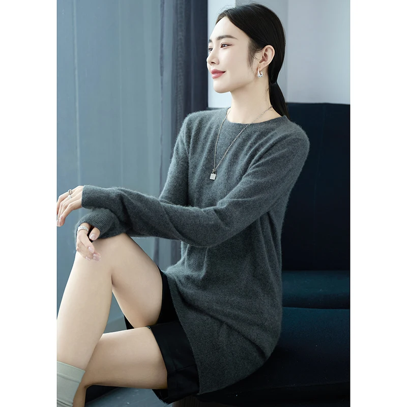 DjzDsm женский топ из 100% мериносовой шерсти пуловер с круглым вырезом свитер