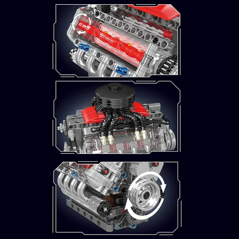 Фото Mold King V8 Engine 10171 LSX454 Моторизованная имитационная модель Электрический привод Строительные блоки Технические автозапчасти Игрушки Подарок №4