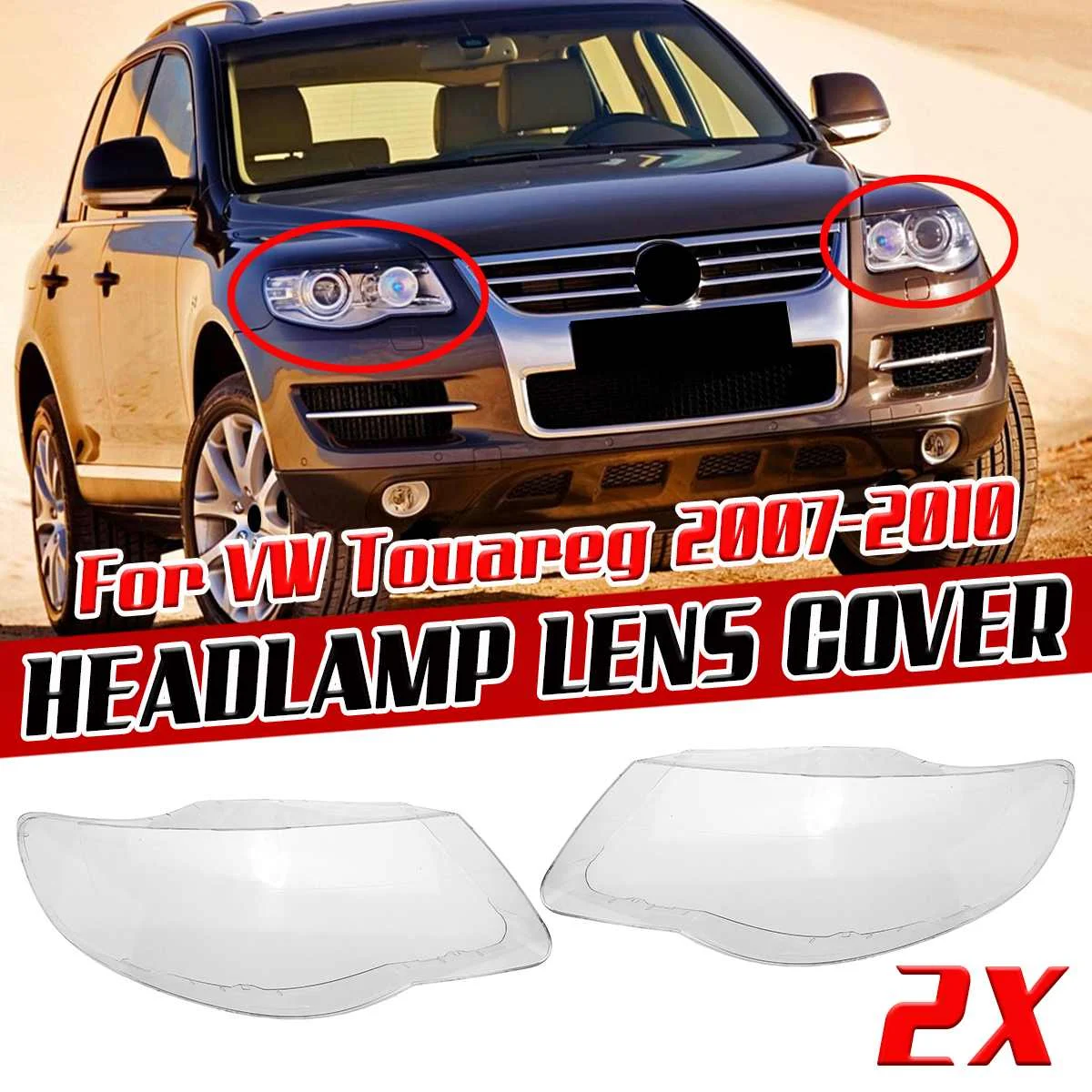 

Pair Car Front Headlight Lens Cover Shell Headlamp Lampshade Head Lamp Light Cover For VOLKSWAGEN For VW for Touareg 2007-2010