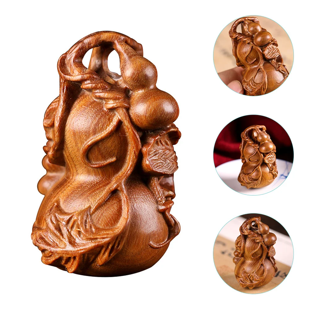 

Gourd Chinese Statue Ornament Gold Lou Wu Wood Lu Hu Figurine Luckwooden Lucky Crystal Figure Brass Gift Wealth Adorn