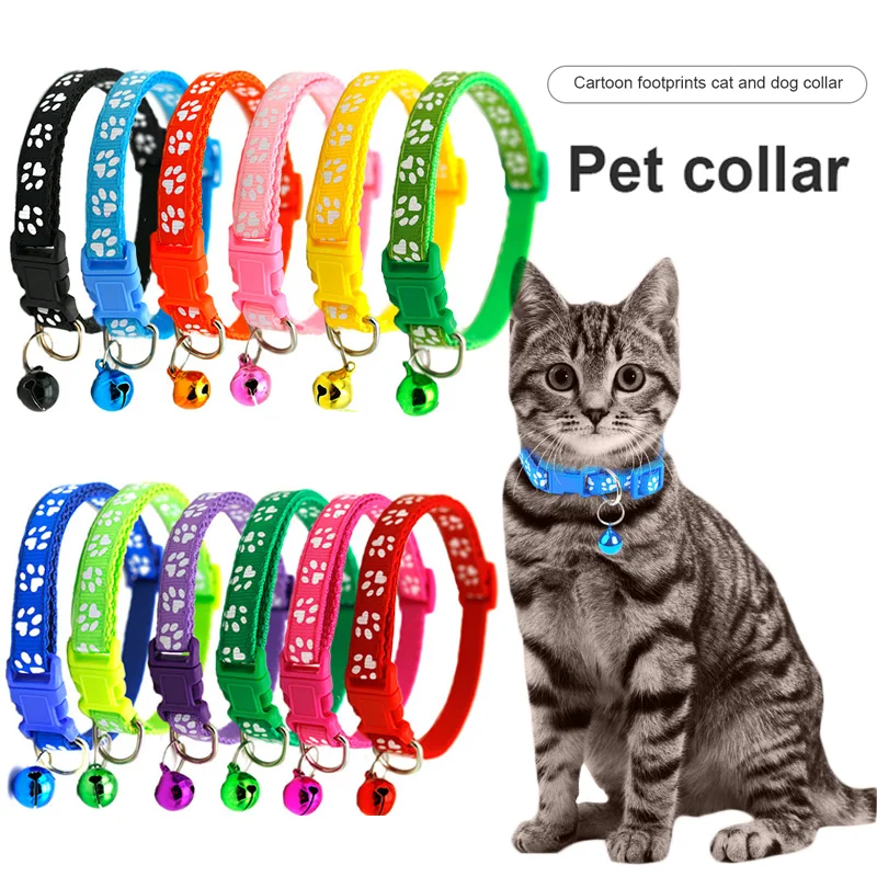 

1Pc Fashion Pets Dog Collar Cartoon Funny Footprint Cute Bell Adjustable Collars for Dog Cats Puppy Pet Accessories