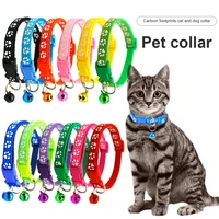 1pc fashion pets dog collar cartoon funny footprint cute bell adjustable collars for dog cats puppy pet accessories