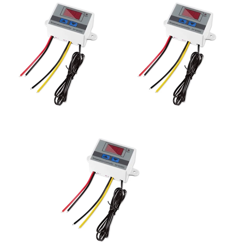 

3Pcs AC110V-220V 10A Digital LED Temperature Controller Thermostat Control Switch Probe XH-W3001