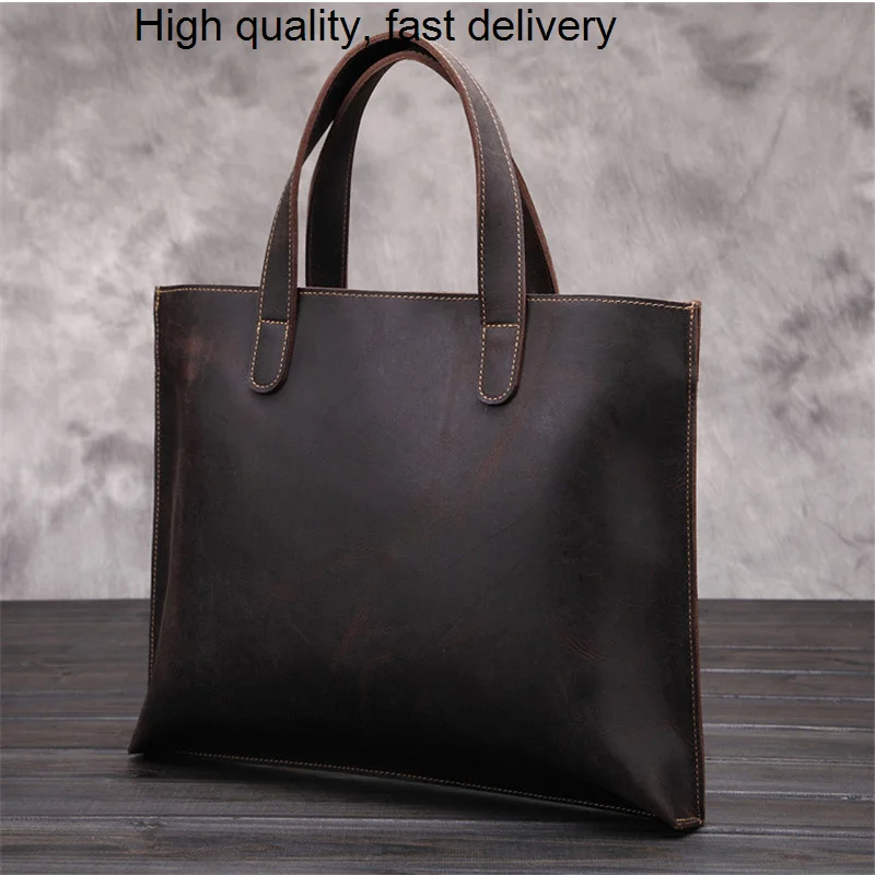 Genuine Leather Retro Men Briefcase Business Bag laptop Briefcase Real Leather Office Bag Male Messenger Bag Document bag Tote