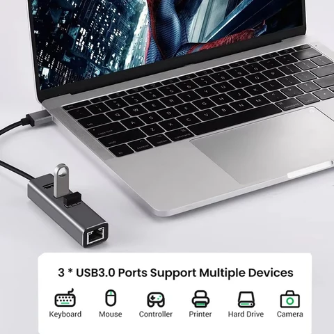 KEBIDU 4-портовый USB 3.0 концентратор с Ethernet