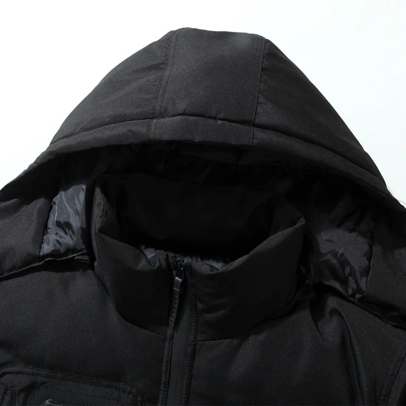 High Quality Down Jacket Men's Winter Mid-length Warm Down Coats New Trend Winter Thick Casual Parka Jacket Windproof Black
