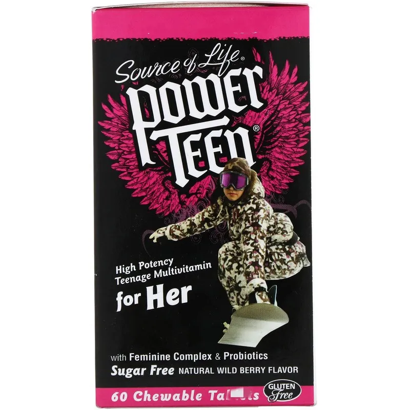 

Source of Life,Power Teen,Young women,Children's Compound vitamin,Sugar Free,Natural Wild Berry Flavor,60 pieces