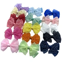 u pick 15color 15pcs double organza ribbon flowers bows with mini dots diyweddingapplique craft