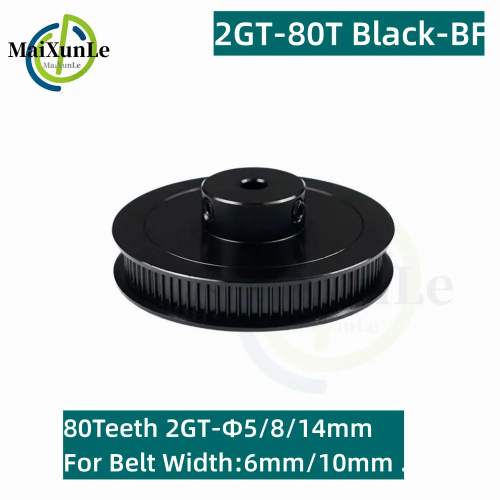 

3D Printer Parts Gt2 Timing Pulley 2GT 80 Tooth Black BF Type Hole Diameter 5/8/14MM Belt Wide 6/10MM