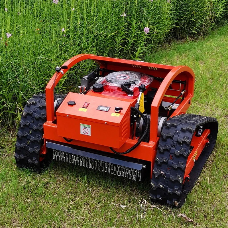 Enlarge Lawn Mower Robot Garden Management Small Remote Control Crawler Land Reclamation Weeding Machine Gasoline Power Lawn Mower
