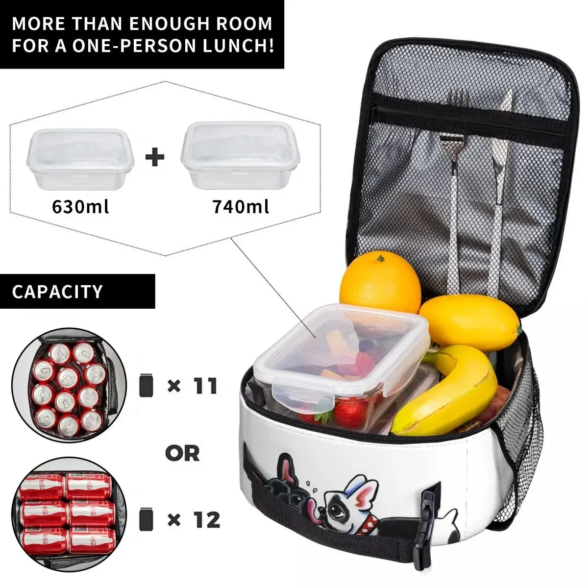 Сумка для обеда с французским бульдогом корги мем животные ланч-бокс мужчин