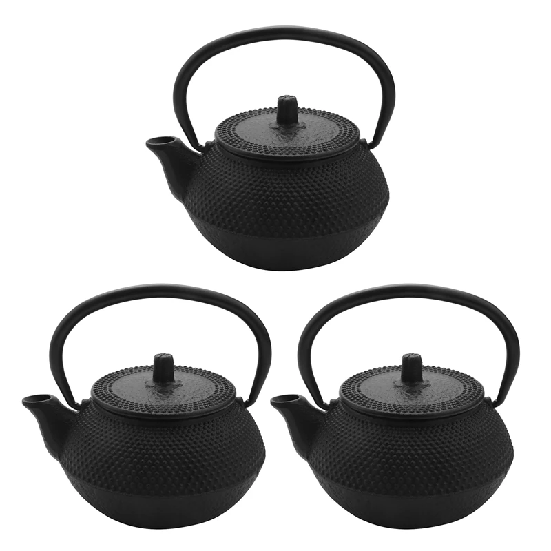 

3X Style Cast Iron Kettle Teapot Comes with Strainer Tea Pot 300Ml (Black)
