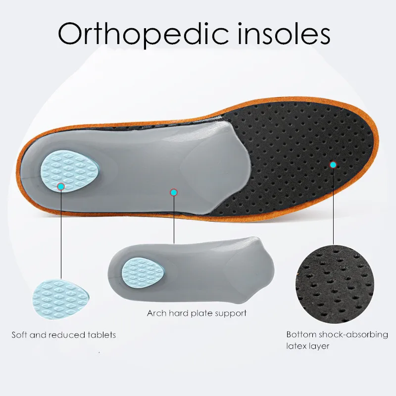 Leather Arch Insoles Flat Foot Arch Support Orthopedic Insoles Shoes Foot Varus Valgus  X-O Leg Corrector Shock-absorbing Insole