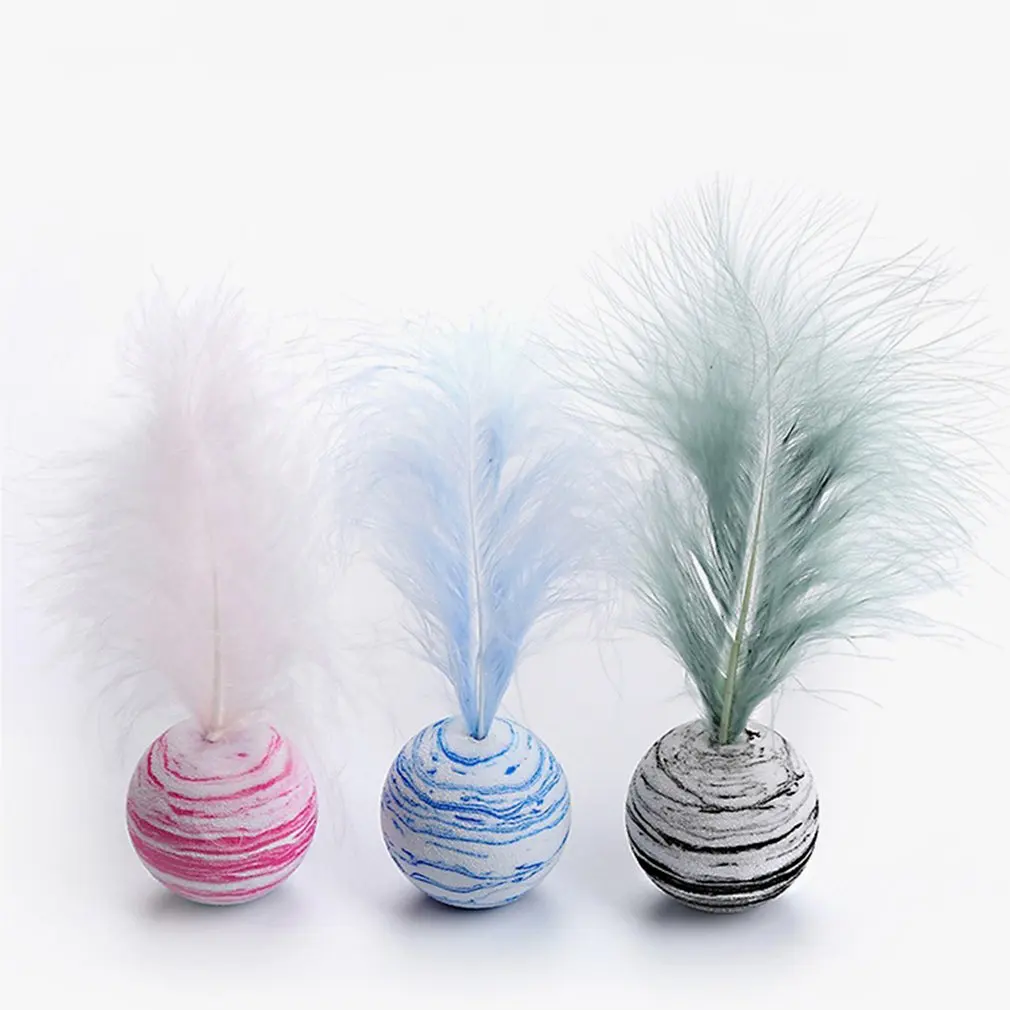 

1pc Cat Toy Feather Star Balls Plus Feather Light Foam Ball Throwing Plush Toy Supplies Funny Interactive Plush Toy