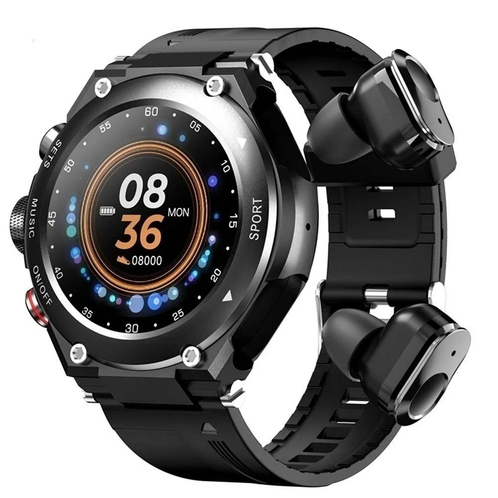 

Новинка, мужские умные часы Xiaomi 2 в 1 с гарнитурой, TWS, Bluetooth 5,0, наушники, звонки, музыка, температура тела, «сделай сам», спортивные умные часы для лица