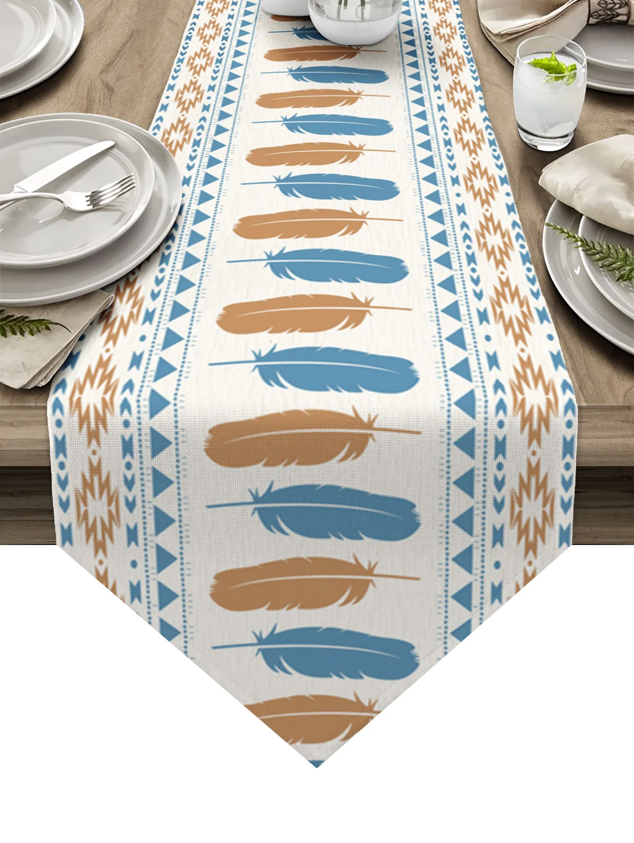 

Geometric Ethnic Retro Feather Table Runners Wedding Table Decoration Tablecloth Holiday Party Dining Decor Table Cover