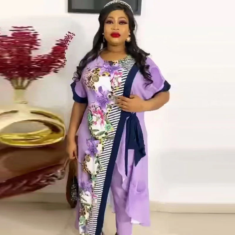 

Женская рубашка и брюки из двух предметов, шифоновая рубашка с принтом и брюки, костюм из двух предметов, женский топ и брюки