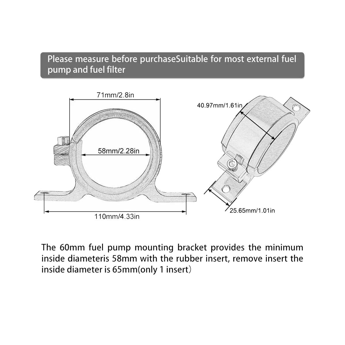 Кронштейн для топливного насоса 60 мм 2 шт.