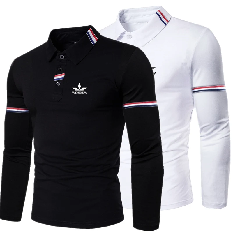 

WSHIXDW Men's New Fashion Long Sleeve POLO Shirt 20% Cotton 80% Polyester